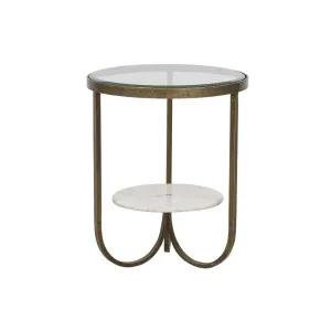 Amelie Curve Side Table - Antique Brass - White Marble by null, a Side Table for sale on Style Sourcebook