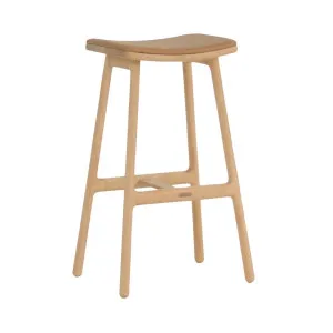 Sketch Odd Upholstered Barstool - Camel Leather - Light Oak by null, a Bar Stools for sale on Style Sourcebook