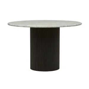Benjamin Ripple Marble Dining Table - Matt White Marble - Matt Black by null, a Dining Tables for sale on Style Sourcebook