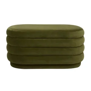 Kennedy Ribbed Oval Ottoman - Pickle Velvet by null, a Ottomans for sale on Style Sourcebook