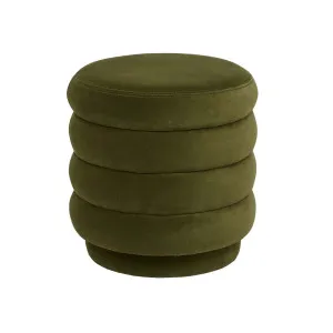 Kennedy Ribbed Round Ottoman - Pickle Velvet by null, a Ottomans for sale on Style Sourcebook