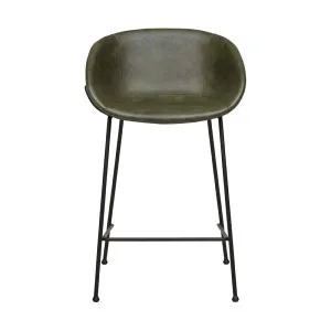 Duke Barstool - Vintage Matt Green PU - Black by null, a Bar Stools for sale on Style Sourcebook