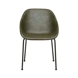 Ronald Dining Armchair - Vintage Matt Green PU - Black by null, a Chairs for sale on Style Sourcebook