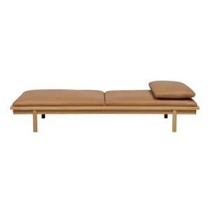Tolv Pensive Day Bed - Camel Leather - Light Oak by null, a Outdoor Sunbeds & Daybeds for sale on Style Sourcebook