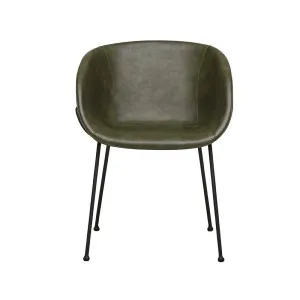 Duke Dining Armchair - Vintage Matt Green PU - Black by null, a Chairs for sale on Style Sourcebook
