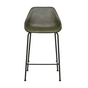 Ronald Barstool - Vintage Matt Green PU - Black by null, a Bar Stools for sale on Style Sourcebook