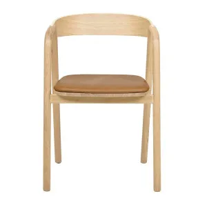Tolv Inlay Upholstered Dining Armchair - Camel Leather - Light Oak by null, a Chairs for sale on Style Sourcebook