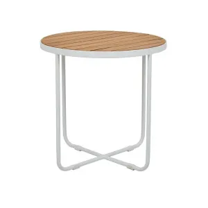 Cali Cross Side Table - Natural Teak - White by null, a Tables for sale on Style Sourcebook