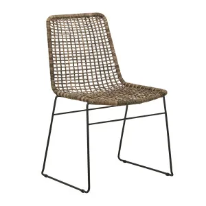 Olivia Open Weave Dining Chair - Greywash - Black by null, a Chairs for sale on Style Sourcebook