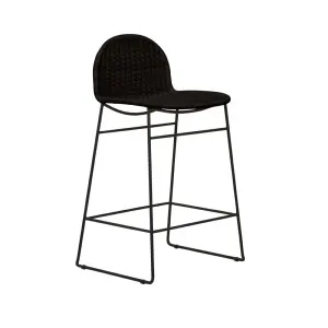 Otto Round Barstool - Black Rattan - Black Metal by null, a Bar Stools for sale on Style Sourcebook