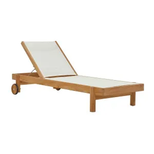 Cannes Sling Sunbed - White - Natural Teak by null, a Outdoor Sunbeds & Daybeds for sale on Style Sourcebook