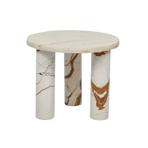 Amara Round Leg Side Table - Brown Vein Marble by null, a Side Table for sale on Style Sourcebook