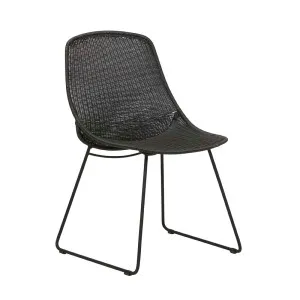 Granada Scoop Closed Weave Dining Chair - Licorice - Licorice by null, a Outdoor Chairs for sale on Style Sourcebook