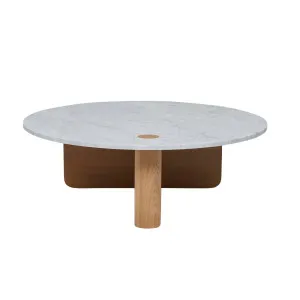 Natadora Pivot Marble Coffee Table - White Marble - Light Oak by null, a Coffee Table for sale on Style Sourcebook