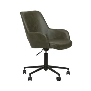 Quentin Office Chair - Vintage Matt Green PU - Black Metal by null, a Chairs for sale on Style Sourcebook