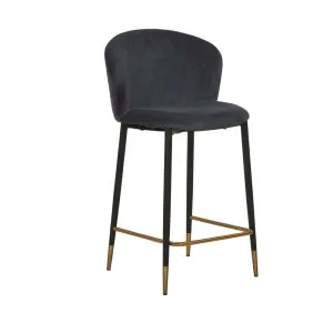 Sara Barstool - Onyx Velvet - Black by null, a Bar Stools for sale on Style Sourcebook