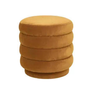 Kennedy Ribbed Round Ottoman - Toffee Velvet by null, a Ottomans for sale on Style Sourcebook