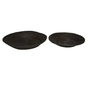 Lark Woven Low Set of 2 Bowls - Black by null, a Decorative Plates & Bowls for sale on Style Sourcebook