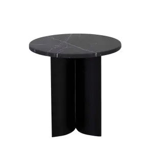 Oberon Eclipse Marble Side Table - Matt Black Marble - Matt Dark Oak by null, a Side Table for sale on Style Sourcebook