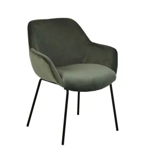 York Dining  Arm Chair - Cypress Green Velvet - Black Metal by null, a Chairs for sale on Style Sourcebook