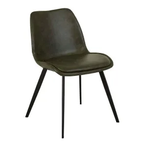 Isaac Dining Chair - Vintage Matt Green PU - Black Metal by null, a Chairs for sale on Style Sourcebook