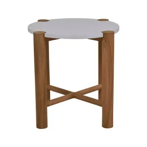 Isla Side Table - White Speckle - Natural Teak by null, a Tables for sale on Style Sourcebook
