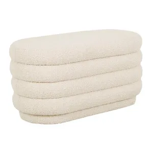 Kennedy Ribbed Oval Ottoman - Beige Boucle by null, a Ottomans for sale on Style Sourcebook