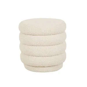 Kennedy Ribbed Round Ottoman - Beige Boucle by null, a Ottomans for sale on Style Sourcebook