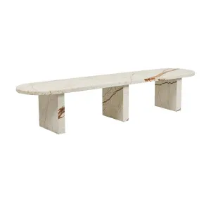 Amara Oval Bench Seat - Brown Vein Marble by null, a Benches for sale on Style Sourcebook