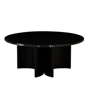 Oberon Eclipse Marble Coffee Table - Matt Black Marble - Matt Dark Oak by null, a Coffee Table for sale on Style Sourcebook
