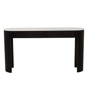 Benjamin Ripple Grand Marble Console - Matt White Marble - Matt Black Oak by null, a Console Table for sale on Style Sourcebook