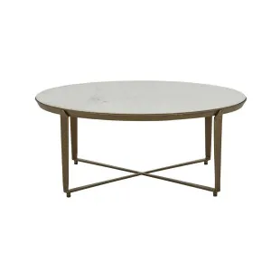 Ophelia Coffee Table - White Marble - Antique Brass by null, a Coffee Table for sale on Style Sourcebook