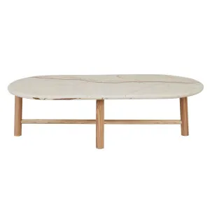 Artie Oval Marble Coffee Table - Brown Vein Marble - Natural Ash by null, a Coffee Table for sale on Style Sourcebook