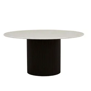 Benjamin Ripple Marble Dining Table - Matt White Marble - Matt Black by null, a Dining Tables for sale on Style Sourcebook