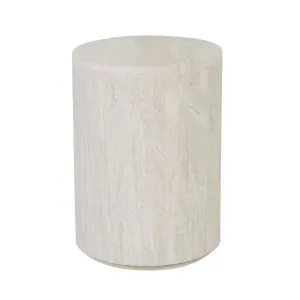 Elle Block Round Side Table - Natural Travertine by null, a Side Table for sale on Style Sourcebook