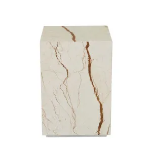 Elle Block Square Side Table - Brown Vein Marble by null, a Side Table for sale on Style Sourcebook