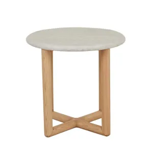 Camille Marble Side Table - Matt White Marble - Natural Ash by null, a Side Table for sale on Style Sourcebook