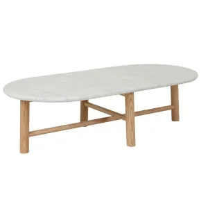 Artie Oval Marble Coffee Table - Matt White Marble - Natural Ash by null, a Coffee Table for sale on Style Sourcebook