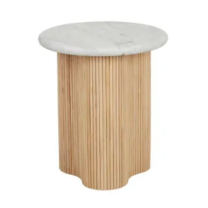 Artie Wave Ripple Side Table - Matt White Marble - Natural Ash by null, a Side Table for sale on Style Sourcebook