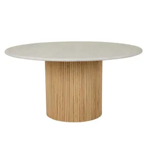Benjamin Ripple Marble Dining Table - Matt White Marble - Natural Ash by null, a Dining Tables for sale on Style Sourcebook