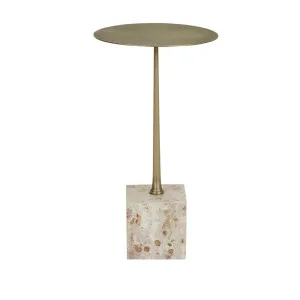 Verona Pillar Side Table - Latte - Antique Brass by null, a Side Table for sale on Style Sourcebook