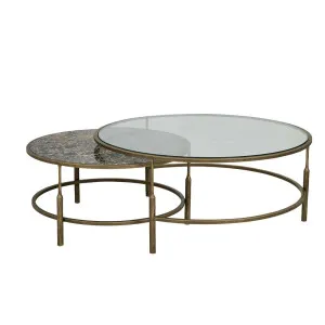 Verona Charm Nest of 2 Coffee Tables - Golden Portoro - Antique Brass by null, a Coffee Table for sale on Style Sourcebook