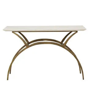 Verona Crescent Console - White Marble - Antique Brass by null, a Console Table for sale on Style Sourcebook