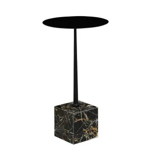 Verona Pillar Side Table - Golden Portoro - Black by null, a Side Table for sale on Style Sourcebook