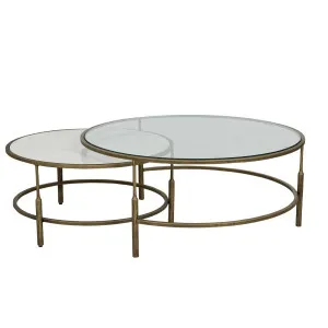 Verona Charm Nest of 2 Coffee Tables - White Marble - Antique Brass by null, a Coffee Table for sale on Style Sourcebook