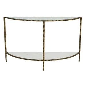 Celeste Crimp Console - White Marble - Antique Brass by null, a Console Table for sale on Style Sourcebook