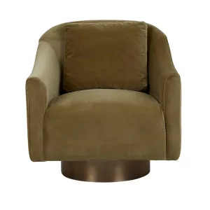 Kennedy Curve Occasional Chair - Soft Moss Velvet - Antique Brass by null, a Chairs for sale on Style Sourcebook
