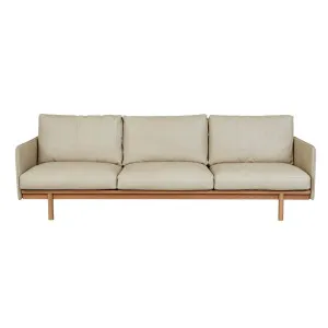Tolv Pensive 3 Seater Sofa - Limestone Leather - Light Oak by null, a Sofas for sale on Style Sourcebook