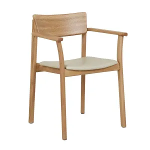 Sketch Poise Upholstered Armchair - Limestone Leather - Light Oak by null, a Chairs for sale on Style Sourcebook