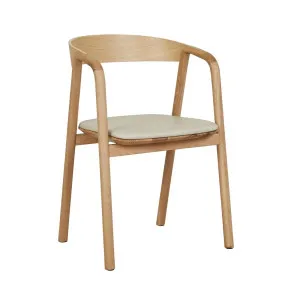 Tolv Inlay Upholstered Dining Armchair - Limestone Leather - Light Oak by null, a Chairs for sale on Style Sourcebook